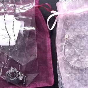 Elegant Silver Sterling Set  a Bracelet And Necklace With Pendant